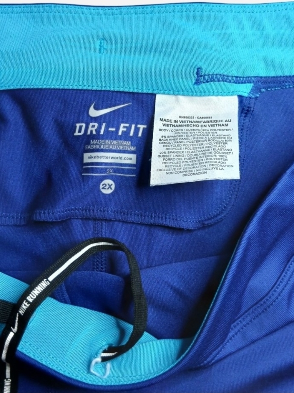 Nike Women's Royal Blue and Aqua Workout Capris with White Swoosh - Picture 6 of 7